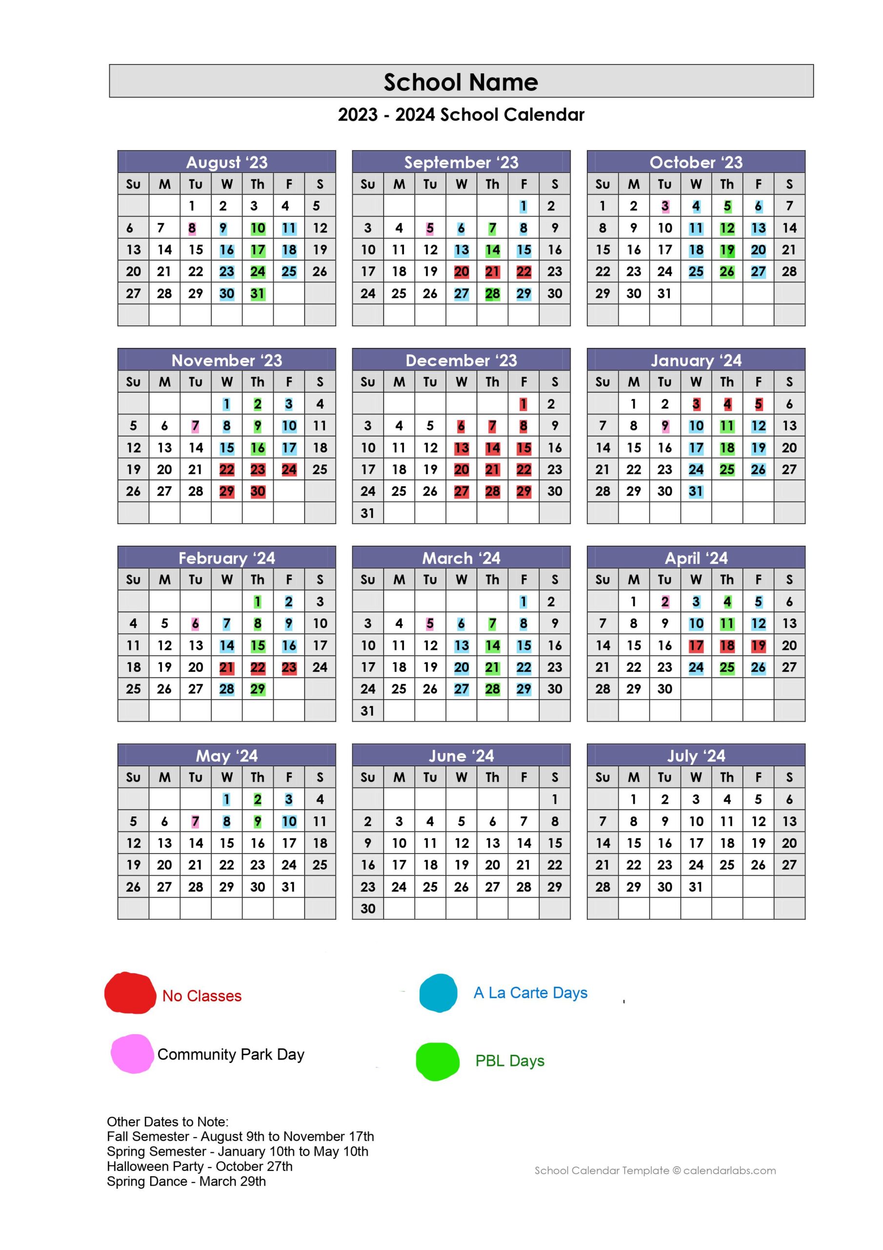 Program Calendar - Trailside Academy